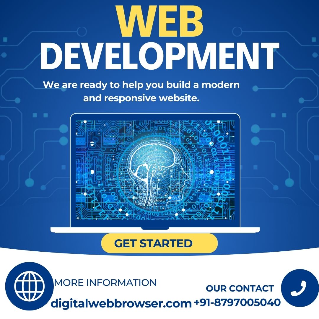 Blue and Yellow Minimalist Web Development Instagram Post